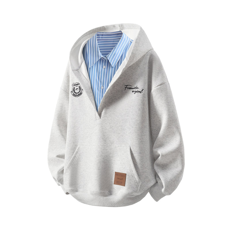 立体外套新款上市其他白底美式大V领设计大码SXL连帽此款卫衣男