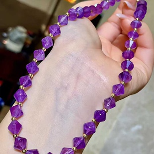 扣子和配件皆为18k金 超美 9mm 直径8.5 链长41cm 紫水晶项链