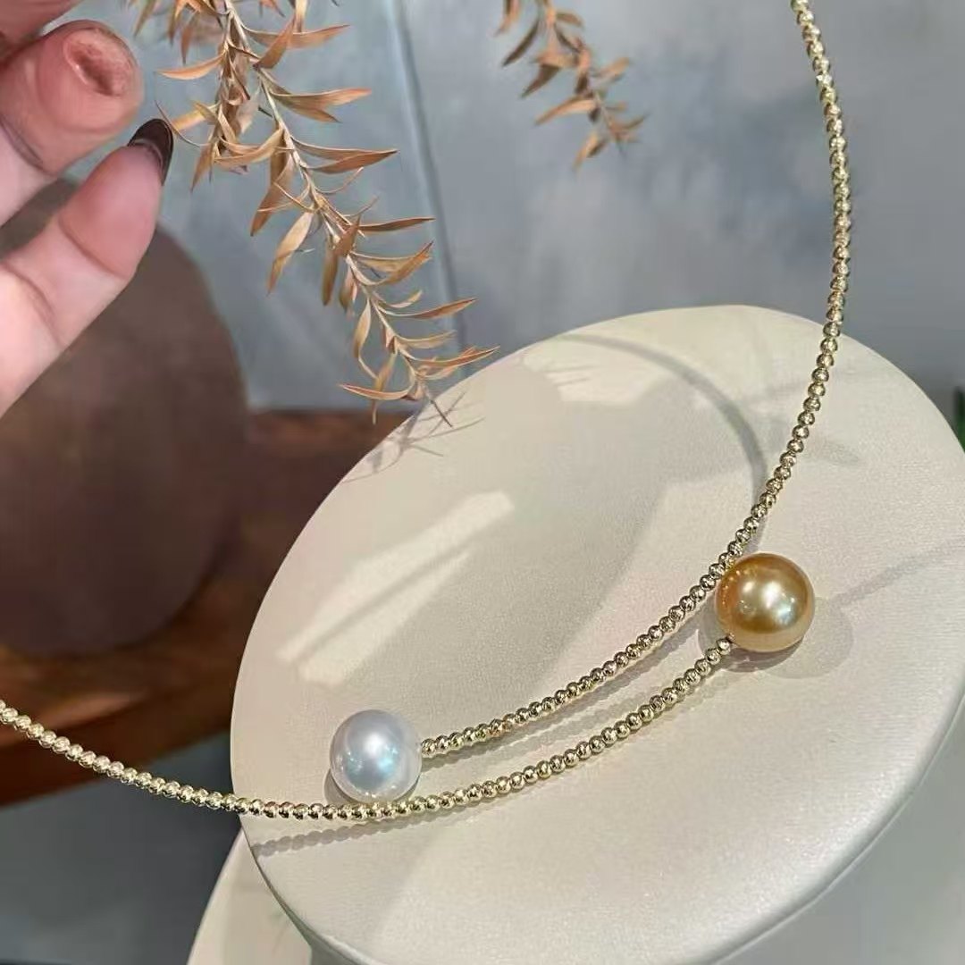 天然海水11-12mm金珠澳白双珠项圈 表面光滑细腻提升整体造型气质,珠宝/钻石/翡翠,颈饰,淘宝优惠券,粉丝福利购,淘宝优惠卷