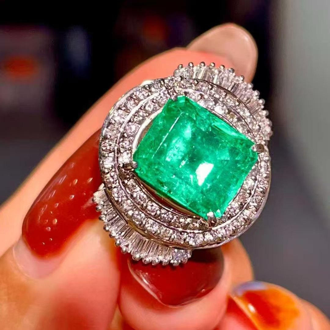 PT9000铂金钻石镶嵌 哥伦比亚天然祖母绿戒指 主石4.75克拉,珠宝/钻石/翡翠,手饰,淘宝优惠券,粉丝福利购,淘宝优惠卷