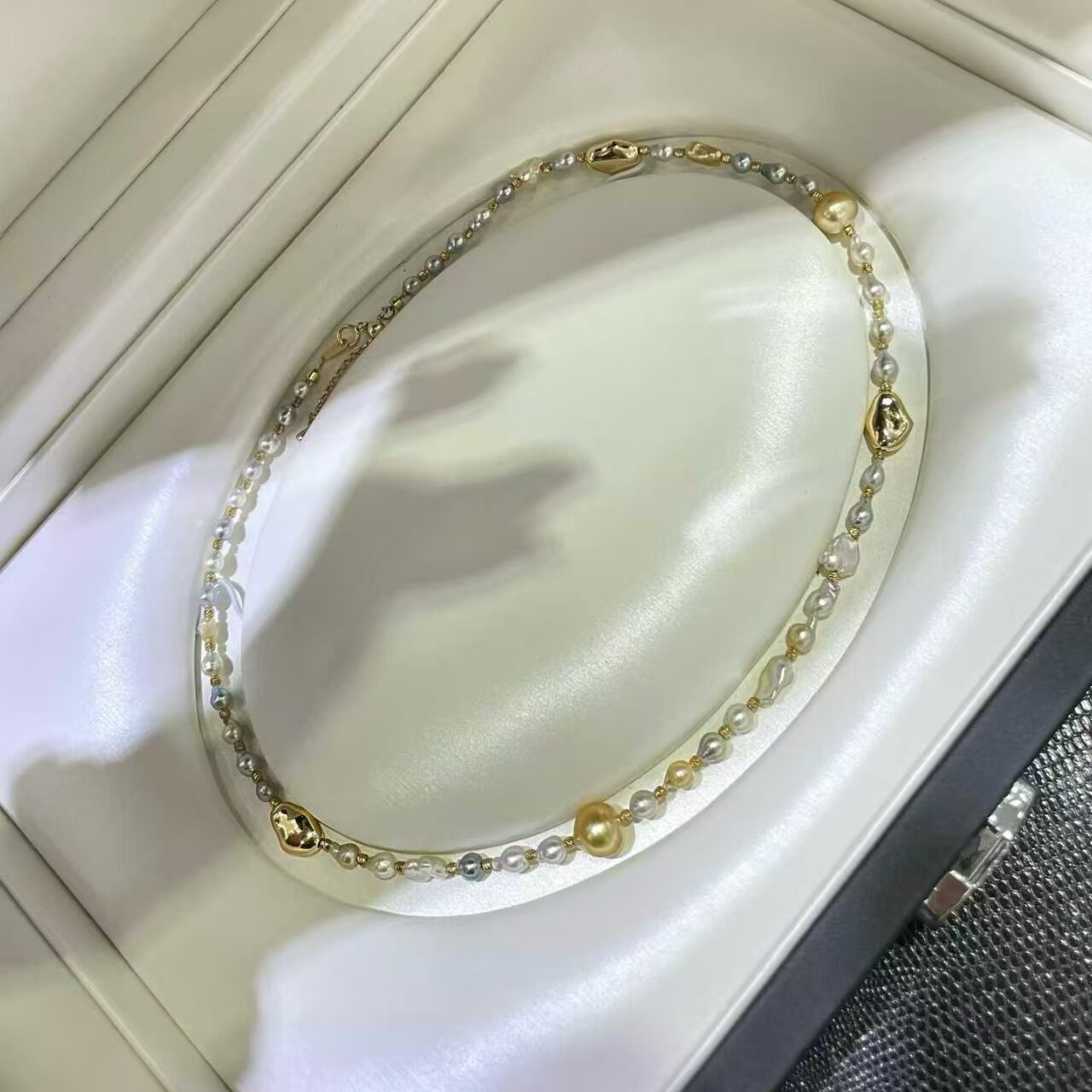 925银Akoya/金珠/keshi设计款项链 暖调又不浮夸 设计层次感十足