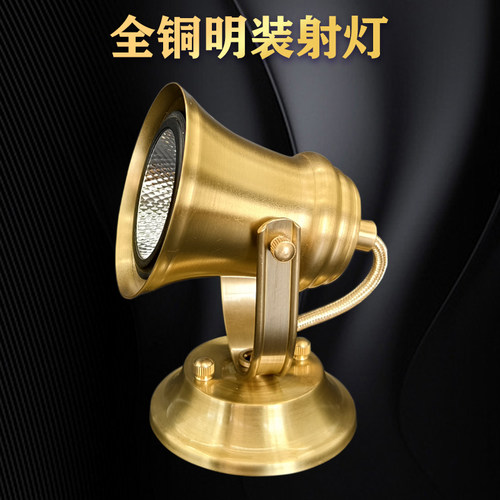复古纯铜黄铜欧式美式中古射灯