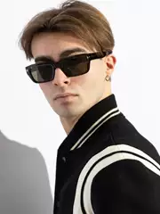High-End Narrow-Frame Sunglasses for Men, Hip-Hop Retro Glasses with Transparent Pink Frames, Can Be Fitted with Prescription Lenses and Provide Uv400 Protection
