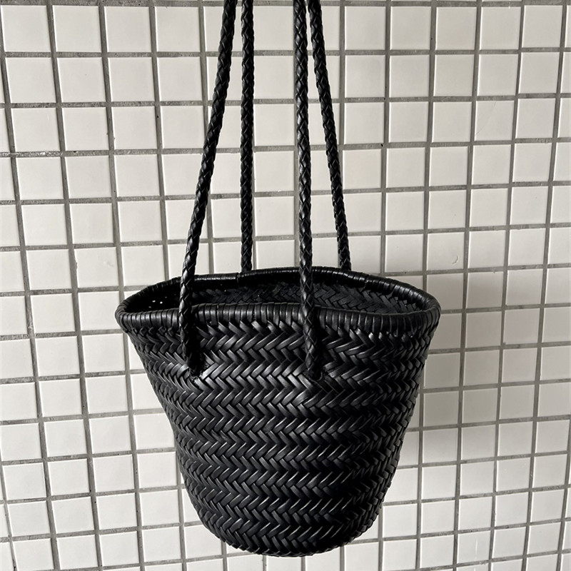 法式手工牛皮编织包包