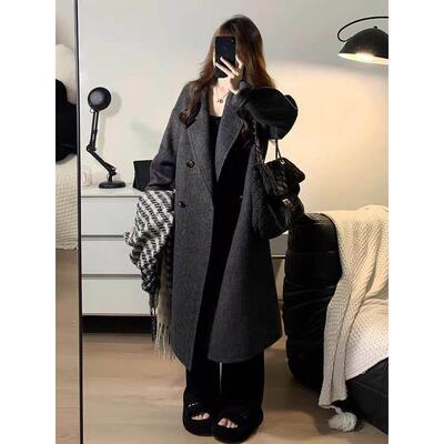 羽绒内胆W呢外套加女2HJ025秋冬新高款级毛感厚GUC显瘦中款呢子大