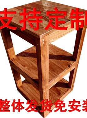 三层实木鱼缸底座置物架