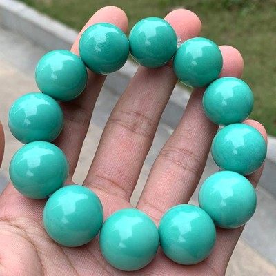 精品高瓷绿松石手串圆珠单圈老型男士女生手链天然8m10m12m现货