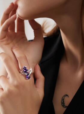 Desigual精致高级感欧美复古重工戒指环女锆石小众设计锆石百搭