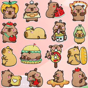 卡通刺绣布贴儿童衣服装饰缝补丁贴花卡皮巴拉熨烫包裤子破洞贴布