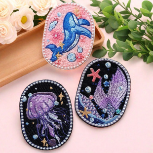 自粘水母海星刺绣布贴衣服羽绒服破洞补丁贴书包手帐装 饰贴花百搭