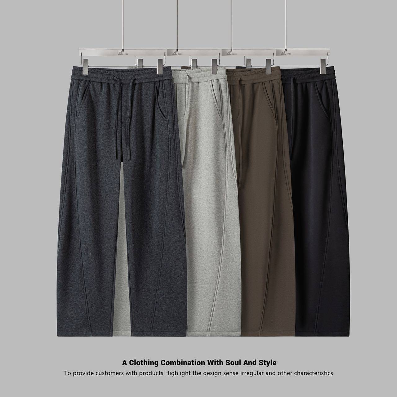 设计师线！通勤百搭！外贸男装春季抽绳松紧腰纯色宽松运动休闲裤,男装,休闲裤,淘宝优惠券,粉丝福利购,淘宝优惠卷