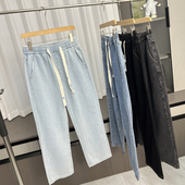 春夏松紧腰舒适休闲直筒牛仔裤 外贸男装 重工水洗工艺 墙裂推荐