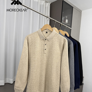 外贸保暖长袖 秋冬男士 商务翻领加绒毛衣 羊毛桑蚕丝 轻奢品质
