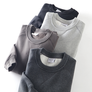 外贸基础百搭纯色宽松卫衣潮 秋冬男士 重磅仿羊羔绒内里 OZ廓形