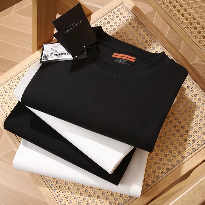 意大利轻奢！液氨凉感新疆长绒棉!男士打底纯色圆领长袖短袖T恤潮