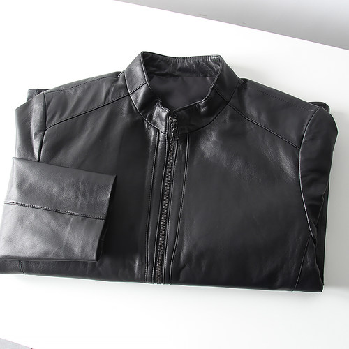 商务翻领真皮衣