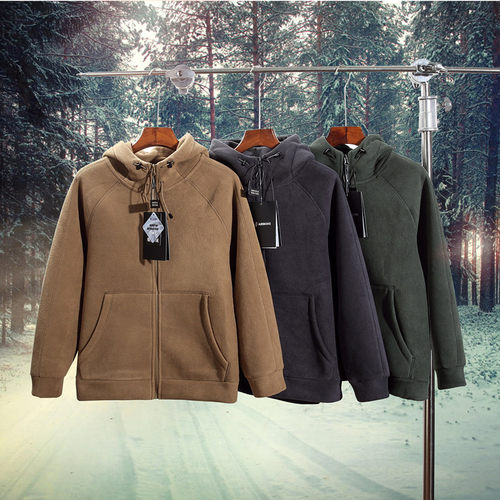 反季清仓！一件可过冬！重磅双面摇粒绒！冬季连帽卫衣夹克外套男