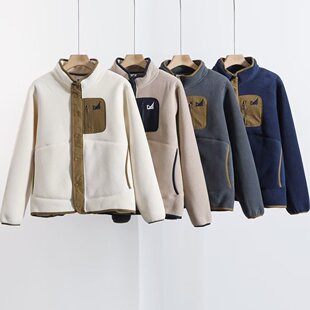 男士 冬季 外贸户外拼接口袋立领卫衣 双面摇粒绒 600克重磅加厚