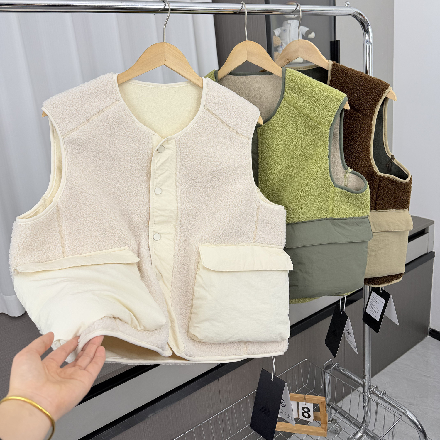 户外山系！情侣款！外贸男装秋冬撞色百搭加厚保暖休闲摇粒绒马甲