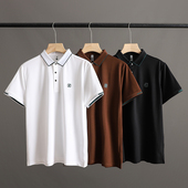 含桑蚕丝 商务休闲撞色翻领POLO衫 亚麻 夏季 外贸男装 品质出众