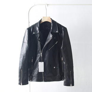 春秋时尚 美式 外贸男装 重工水洗PU皮 翻领皮衣夹克外套潮 高阶感
