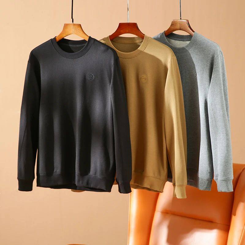 柜上5000+！奢级绵羊毛！秋季男士外贸刺绣纯色休闲百搭圆领卫衣,男装,卫衣,淘宝优惠券,粉丝福利购,淘宝优惠卷