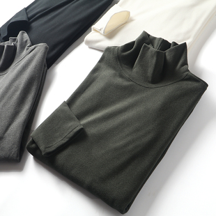 岛国单强货!280克阳离子!秋冬男士外贸双面绒高领打底衫长袖t恤