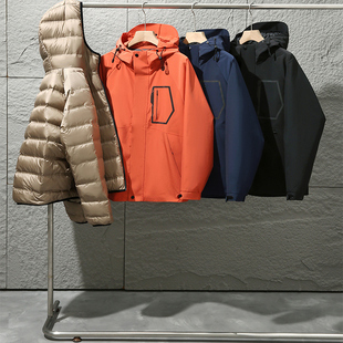 无惧风雪!鼎配三合一!冬季男士外贸压胶工艺百搭90绒三穿羽绒服