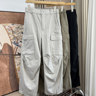 外贸男装 复古 秋季 松紧腰百搭舒适宽松工装 线下400 休闲裤 美式