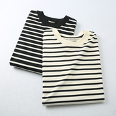 复古 情侣款 柔软亲肤 美式 外贸男装 夏季 休闲百搭条纹短袖 T恤潮