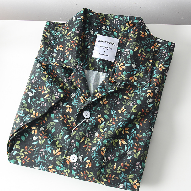 度假风沙滩夏威夷翻领短袖衬衫