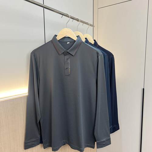 商务休闲翻领长袖POLO衫潮