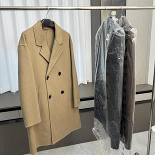 秋冬双面呢中长款 外贸男装 大衣休闲外套 双排扣设计 高品质羊毛