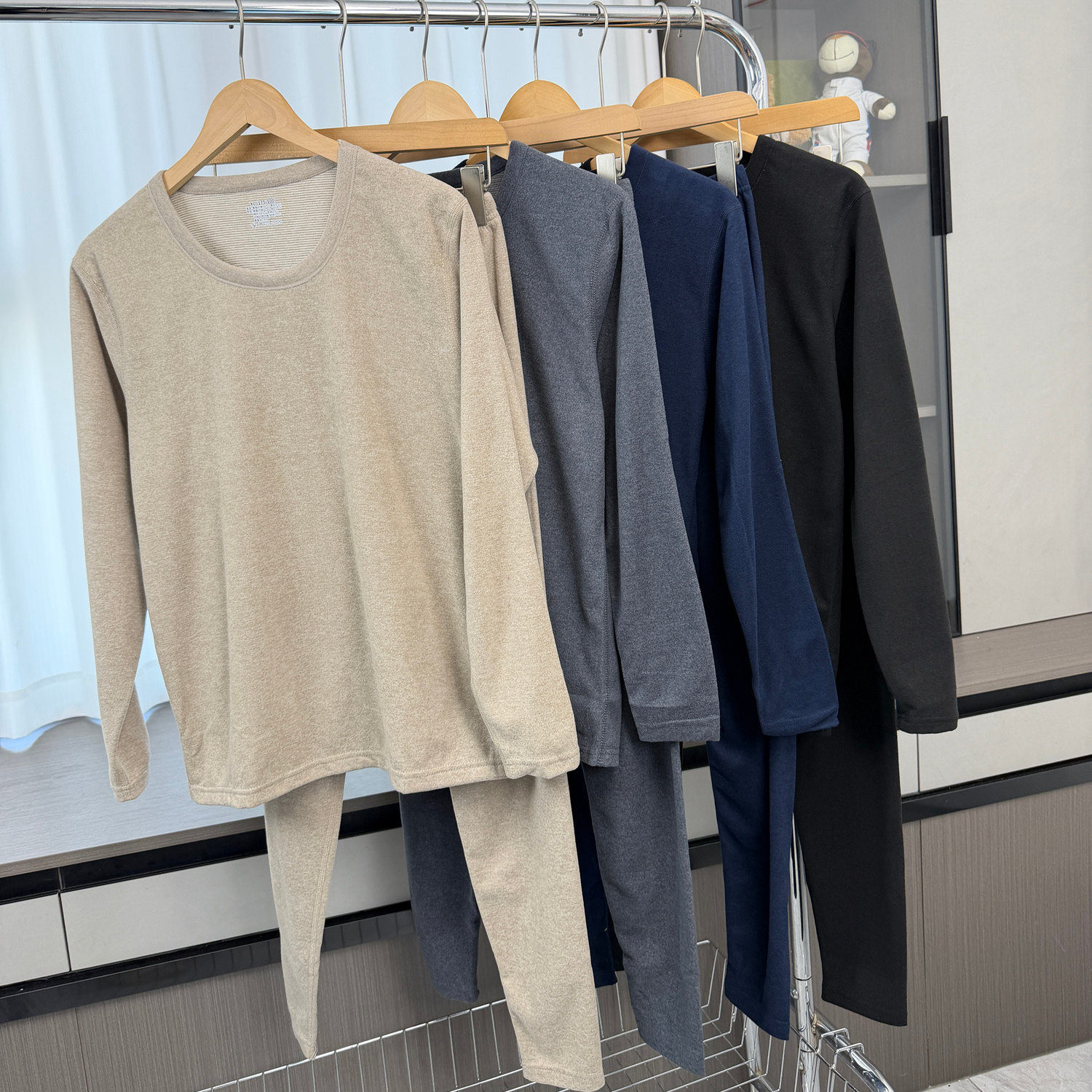 闭眼入！山羊绒+桑蚕丝！ 外贸男士冬季保暖德绒圆领秋衣秋裤套装