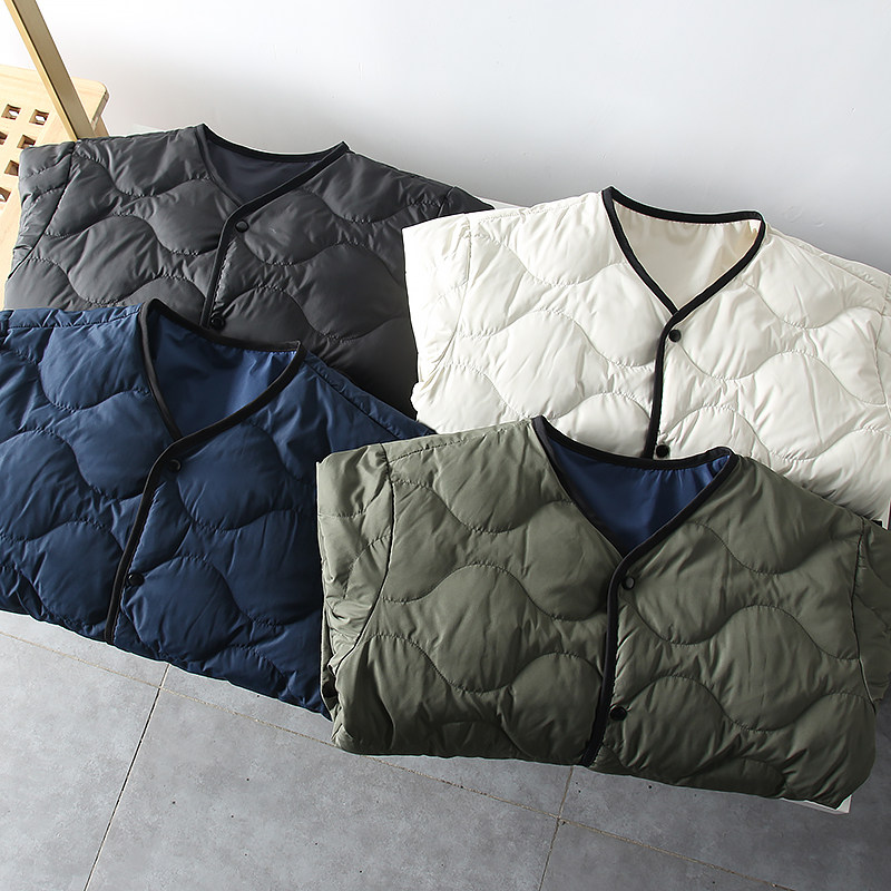 일본 퍼플 라벨  퀼팅과 리버시블  가을 겨울 남성 대외 무역 캐주얼 복고풍 작업복 스타일 레이어드 다운 재킷 트렌드