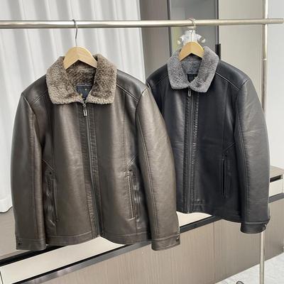 保暖翻领皮衣皮夹克外套