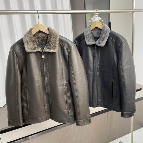 保暖翻领皮衣皮夹克外套
