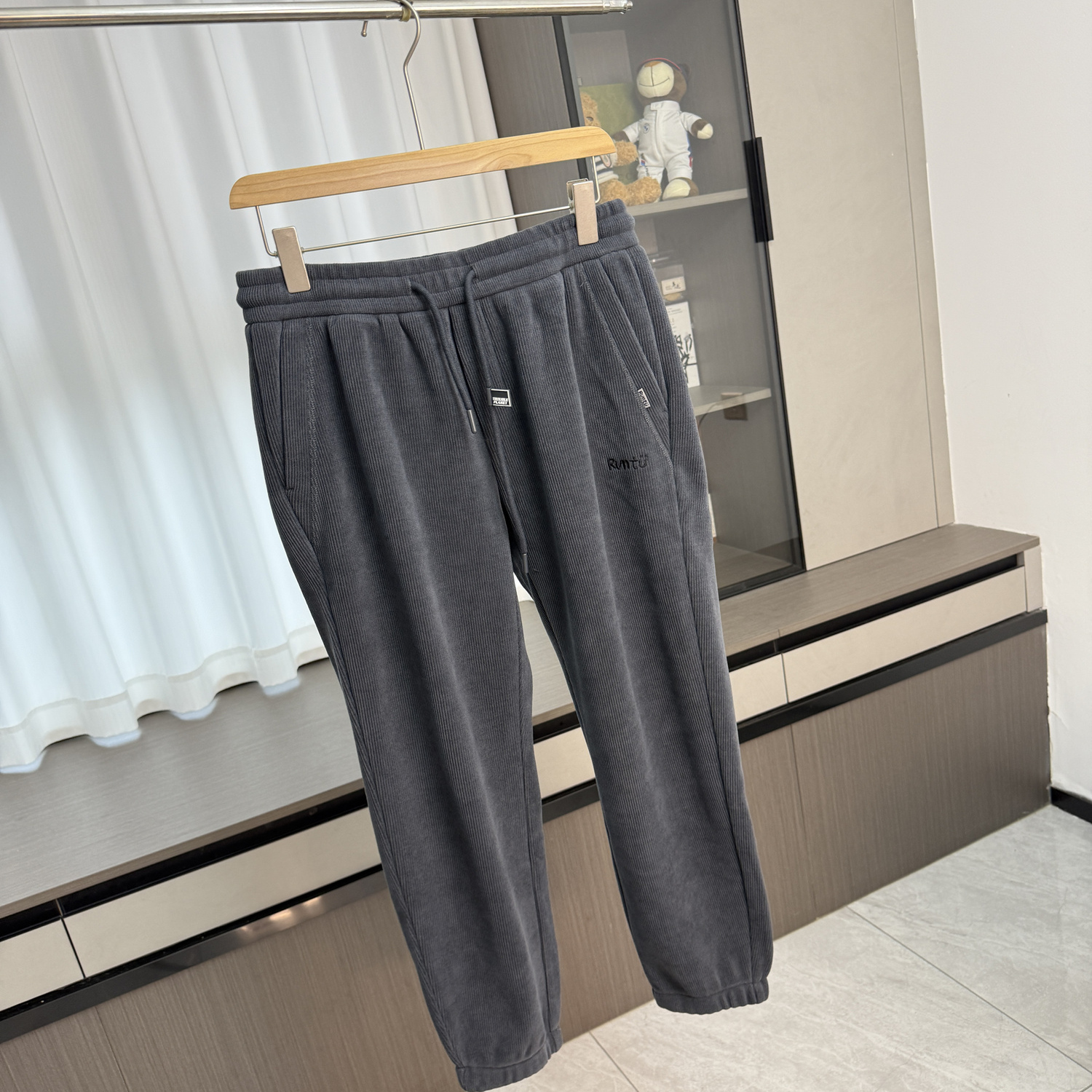 弹力腰细带九分卫裤休闲裤