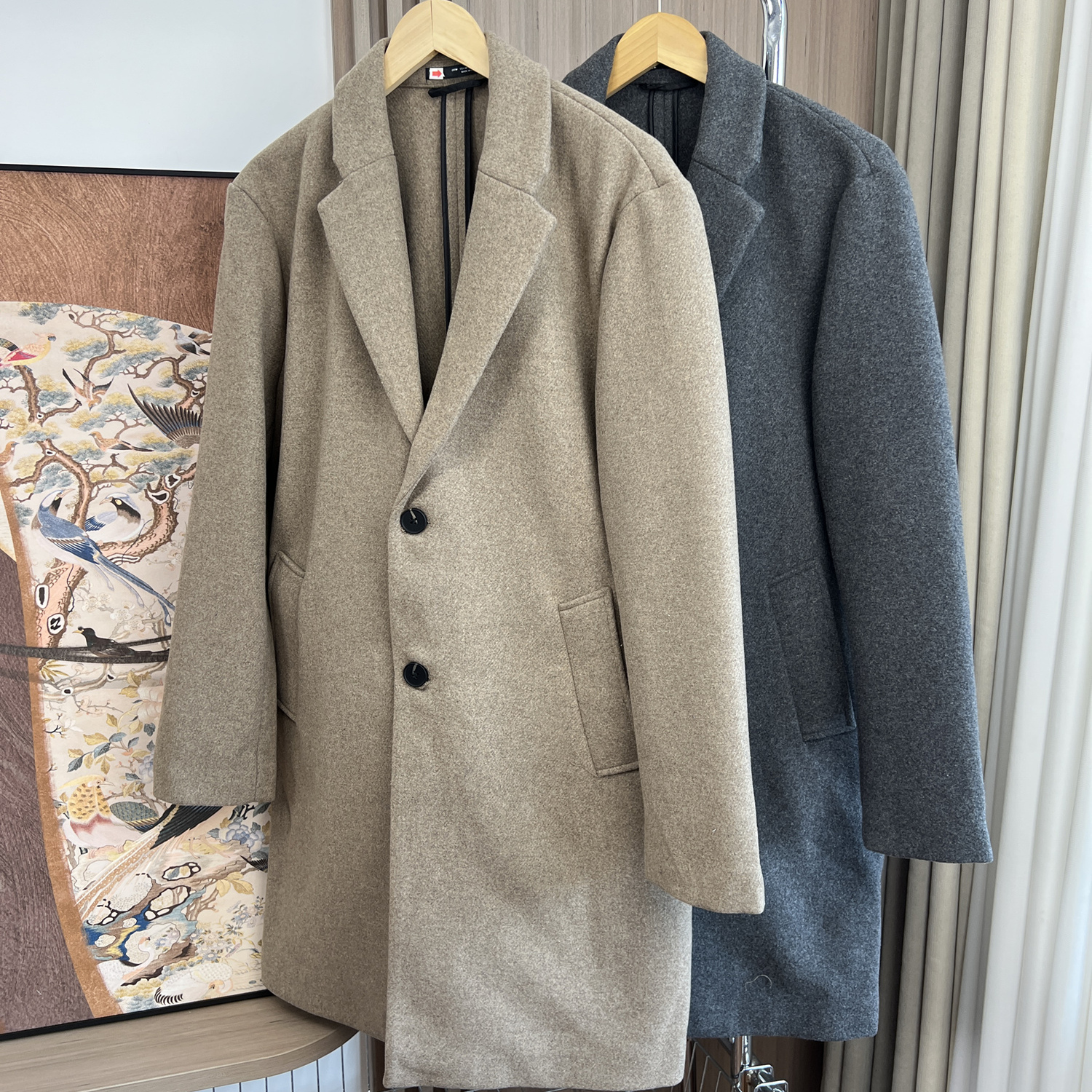 简约驼色长外套百搭毛呢大衣