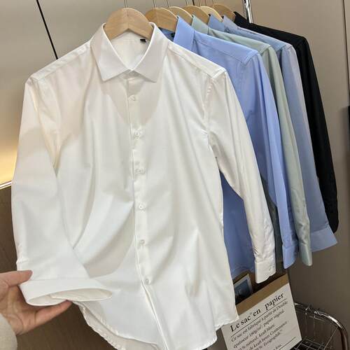 外贸弹力亲肤商务休闲长袖衬衣潮