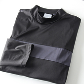 外贸半高领速干长袖 出韩国订单 男士 秋季 t恤 撞色拼接字母印花