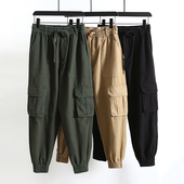 外贸男装 秋冬季 时尚 美式 裤 挺括有型 加厚锥形萝卜束口工装 复古