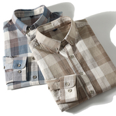 衬衫 经典 衬衣潮 男士 外贸纯棉磨毛亲肤免烫翻领休闲长袖 格纹 秋季