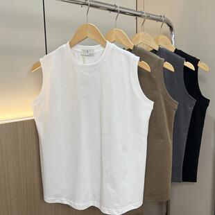 外贸纯棉针织背心美式 男士 重磅纯色篮球运动背心潮 夏季 重磅280g