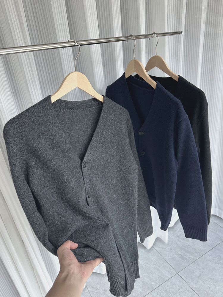 50羊毛混纺！秋冬男士外贸简约百搭显瘦V领针织开衫毛衣休闲外套,男装,针织衫/毛衣,淘宝优惠券,粉丝福利购,淘宝优惠卷