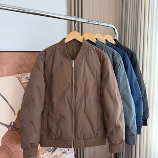 秋冬复古百搭防风保暖羽绒服外套 外贸男装 设计师线 轻盈白鸭绒