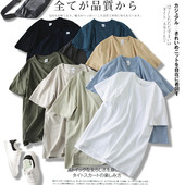 优质新疆棉 夏季 男士 重磅230G 外贸纯色休闲百搭宽松圆领短袖