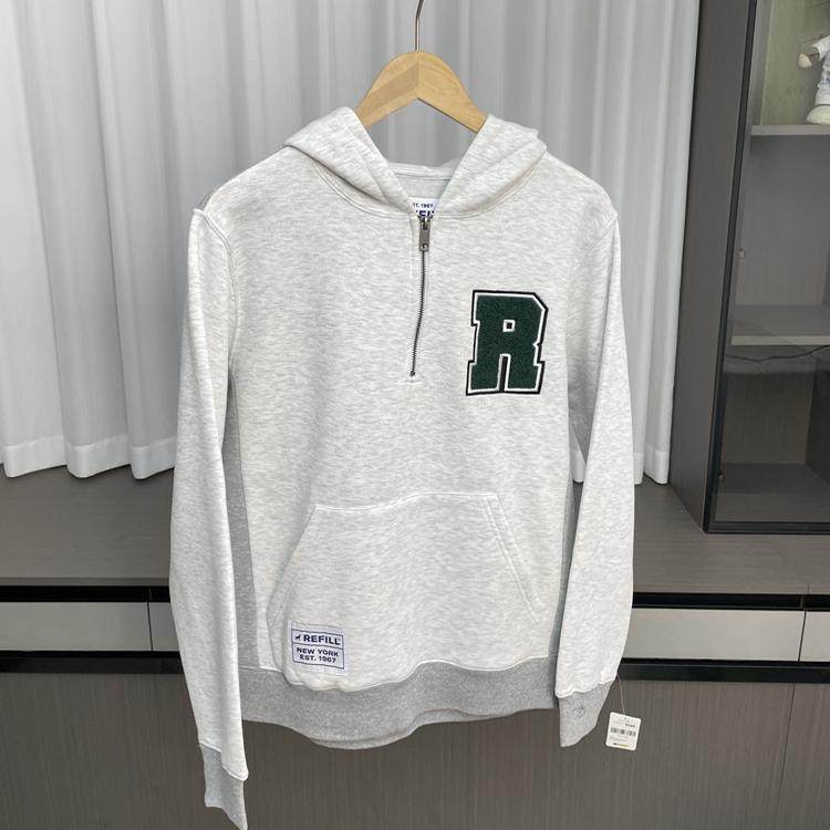 软糯亲肤！字母贴布！秋冬男士外贸拼接百搭半拉链套头连帽卫衣潮,男装,卫衣,淘宝优惠券,粉丝福利购,淘宝优惠卷