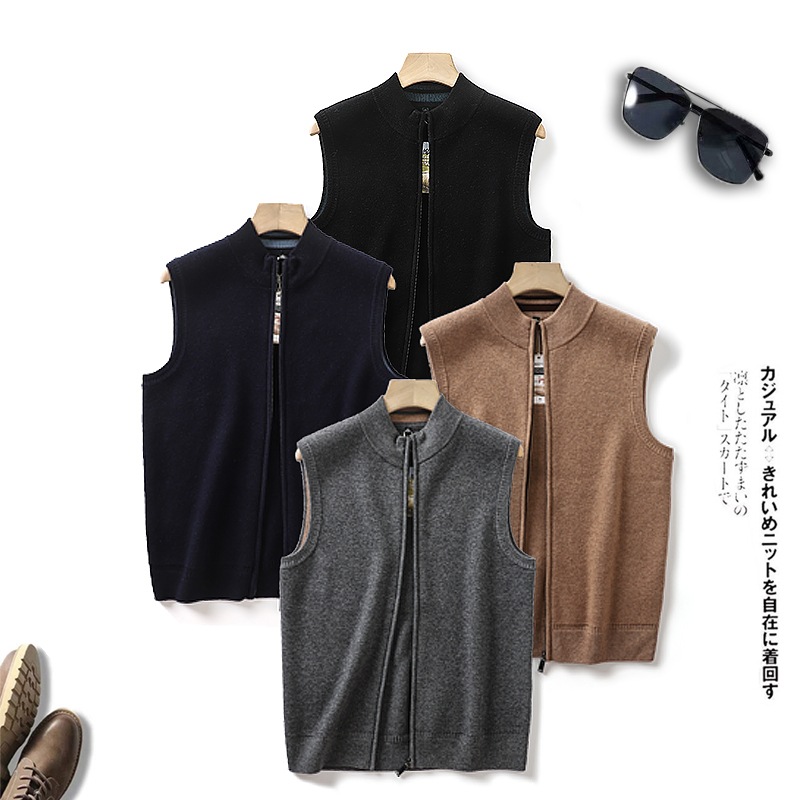 重磅推荐！100绵羊毛！ 外贸男装秋冬厚实保暖针织立领开衫马甲潮