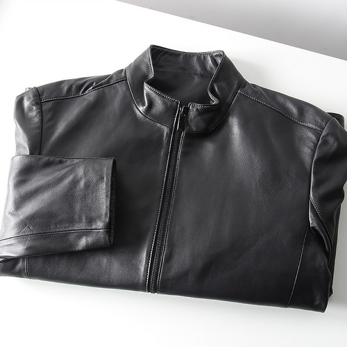 立领商务休闲真皮皮衣夹克外套潮